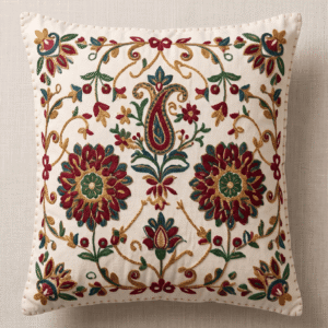 Rajasthani Hand-Embroidered Cotton Cushion Cover