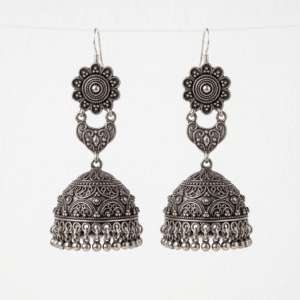 Handcrafted Oxidised Silver-Look Jhumka